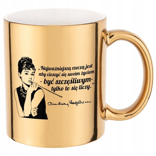 KUBEK ZŁOTY Błyszczący Audrey Hepburn Cytaty Wzory Inna marka