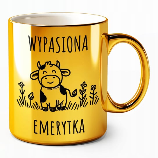 Kubek złoty dla emerytki wypasiona emerytka śmieszny na prezent wzory Kubkotwórnia