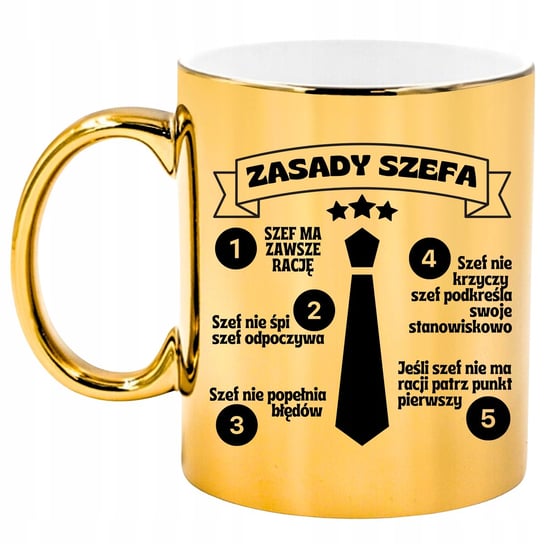 Kubek złoty Dla SZEFA na Prezent do pracy Śmieszny zasady szefa CupLife