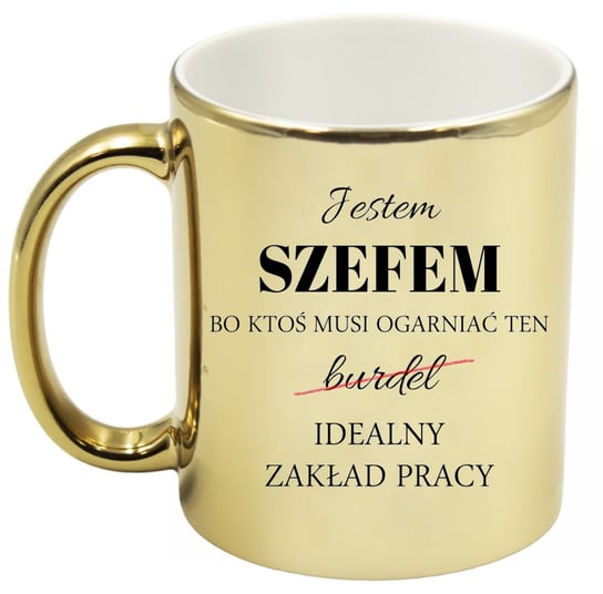 KUBEK ZŁOTY PREMIUM DLA SZEFA URODZINY IMIENINY ŚMIESZNY PREZENT MAGIAPREZENTUcom