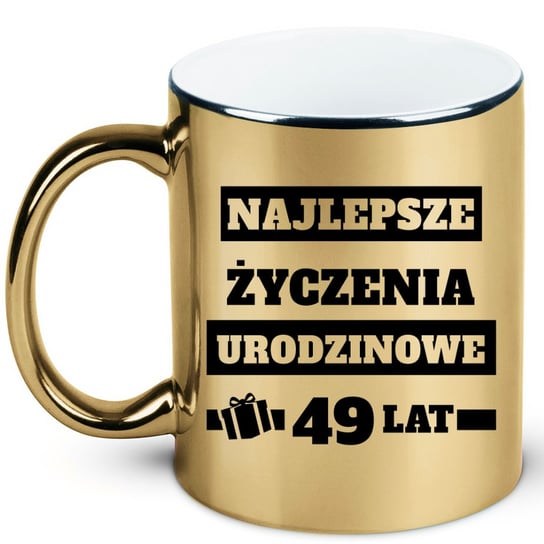 Kubek złoty prezent na czterdzieste dziewiąte urodziny, 49 lat + imię, 5 hiperprezenty