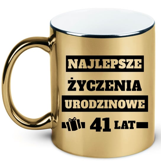 Kubek złoty prezent na czterdzieste pierwsze urodziny, 41 lat + imię, 5 hiperprezenty