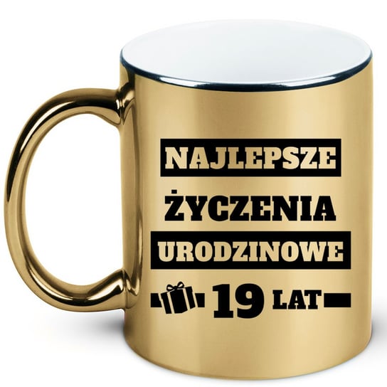 Kubek złoty prezent na dziewiętnaste urodziny, 19 lat + imię, 5 hiperprezenty