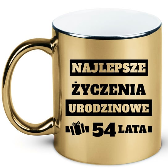 Kubek złoty prezent na pięćdziesiąte czwarte urodziny, 54 lata + imię, 5 hiperprezenty