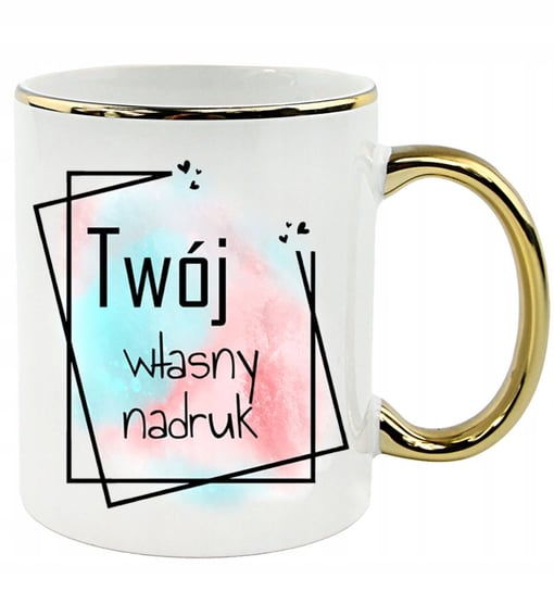 KUBEK ZŁOTY Z WŁASNYM NADRUKIEM TWOIM ZDJĘCIEM LOGO FIRMY NA PREZENT FOTO-SZCZUREK.PL
