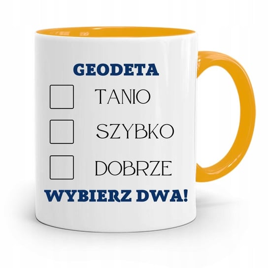 KUBEK ŻÓŁTY DLA GEODETY GEODETA WYBIERZ DWA! z Nadrukiem ze Zdjęciem PoliDraw