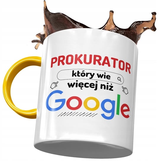 Kubek Żółty Dla Prokuratora Wie Więcej Niż Google z Nadrukiem ze Zdjęciem PoliDraw