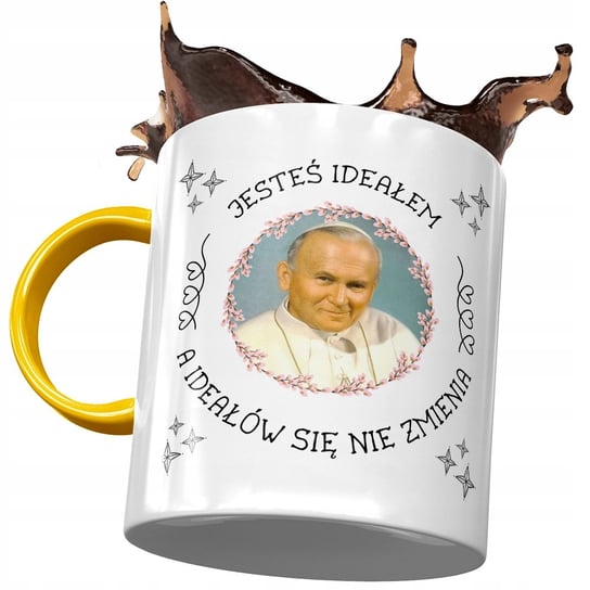Kubek Żółty Jan Paweł II Papież Mem Papaj Prezent z Nadrukiem ze Zdjęciem PoliDraw