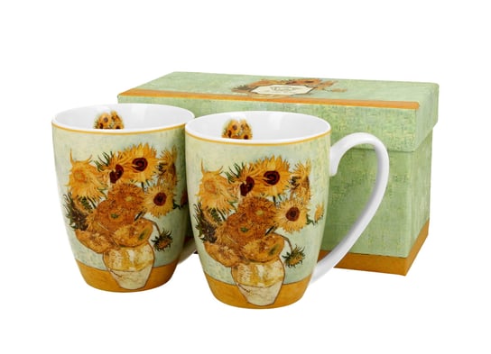 Kubki 2x do kawy i herbaty porcelanowe DUO Sunflowers Vincent Van Gogh 350 ml 2 szt DUO Gift