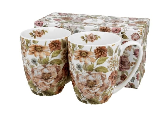 Kubki  do kawy i herbaty porcelanowe DUO PASTEL FLOWERS WHTE 350 ml 2 szt DUO Gift