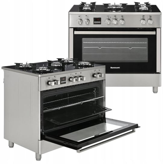 Kuchenka Gazowa 5-Palnikowa Z Piekarnikiem Elektrycznym Kwge-K90 Glass Inox Ravanson