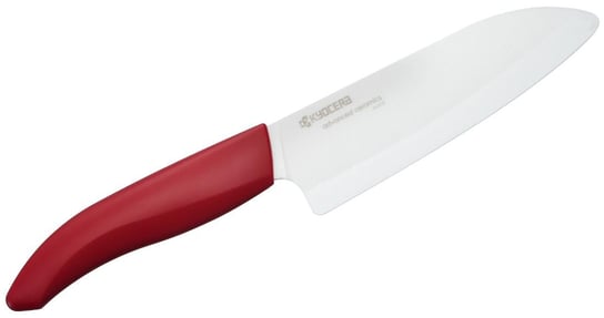 Kuchenny nóż ceramiczny, czerwona rączka Santoku Kyocera, 14 cm Kyocera