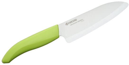 Kuchenny nóż ceramiczny Santoku, zielona rączka Kyocera, 14 cm Kyocera