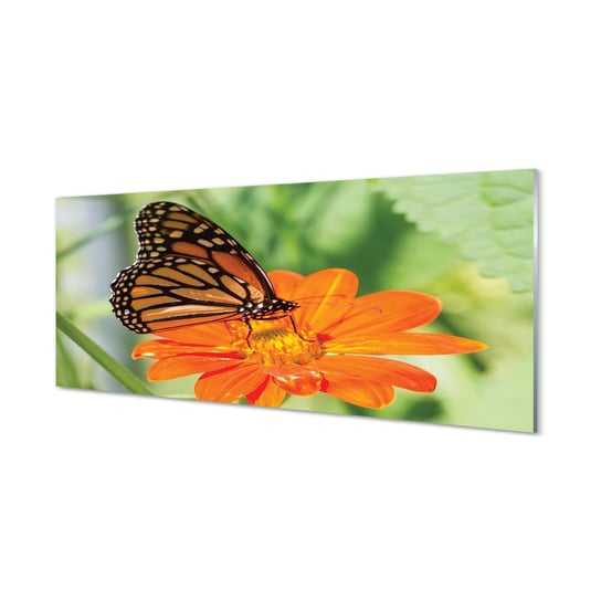 Kuchenny panel szklany Kwiat kolorowy motyl 125x50 cm Tulup