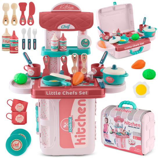 Kuchnia dla dzieci mini walizka zestaw z akcesoriami różowa Ricokids Ricokids