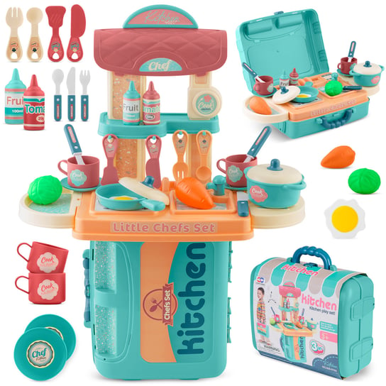 Kuchnia dla dzieci mini walizka zestaw z akcesoriami turkusowa Ricokids Ricokids