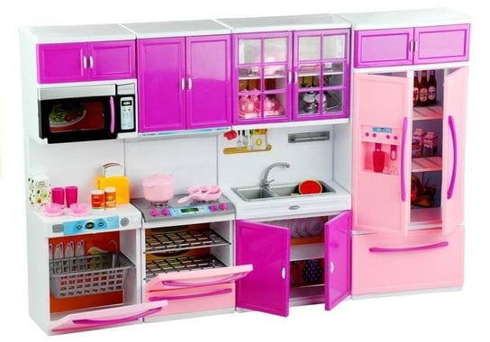 Kuchnia Dla Lalek Meble AGD Jedzenie Fiolet Róż Lean Toys