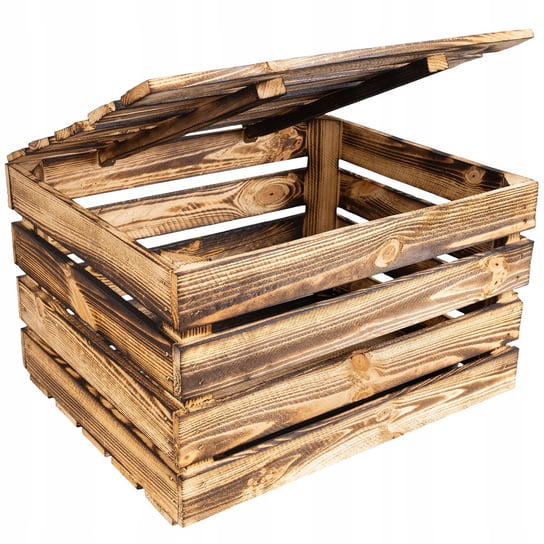 Kufer opalany skrzynia z drewna pudełko 50x40x30cm Creative Deco