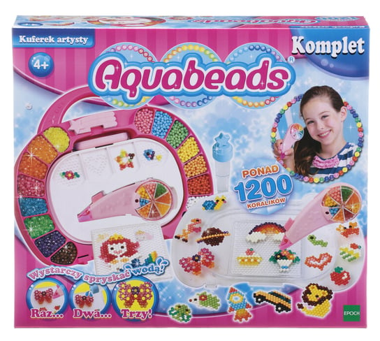Kuferek artysty Aquabeads, zestaw zawiera akcesoria, koraliki do zabaw kreatywnych, 31628 Aquabeads