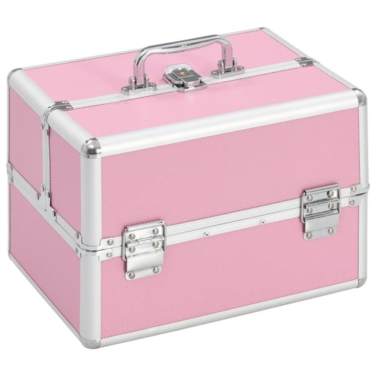 Kuferek na kosmetyki, 22 x 30 x 21 cm, różowy, aluminiowy VidaXL