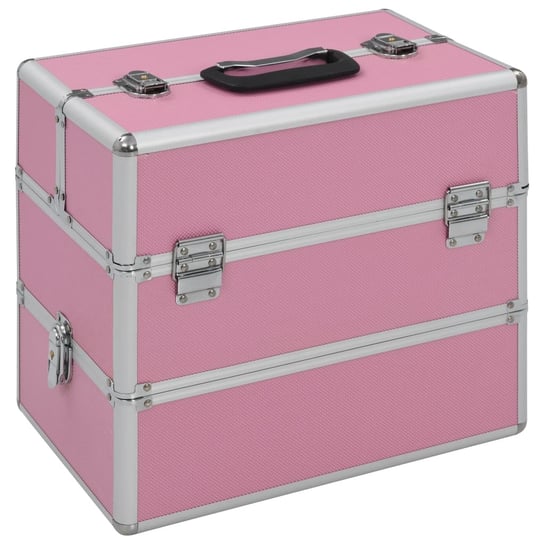 Kuferek na kosmetyki, 37 x 24 x 35 cm, różowy, aluminiowy VidaXL