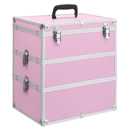 Kuferek na kosmetyki, 37 x 24 x 40 cm, różowy, aluminiowy VidaXL