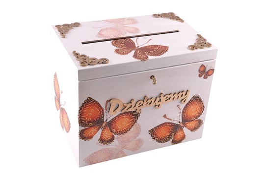 Kuferek na wesele na koperty z motylami Zabawki Sensoryczne