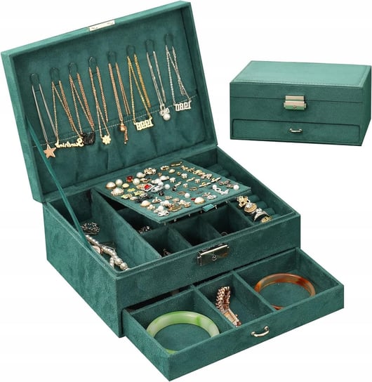 Kuferek szkatułka organizer pudełeczko na biżuterię pojemny futerał duży Edibazzar