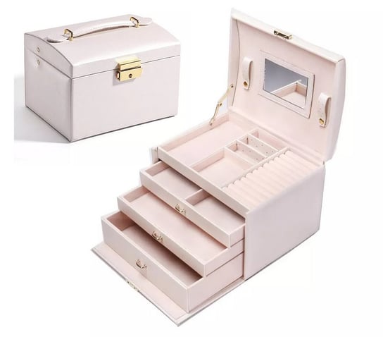 Kuferek Szkatułka Pudełko Organizer Na Biżuterię Różowy DMR