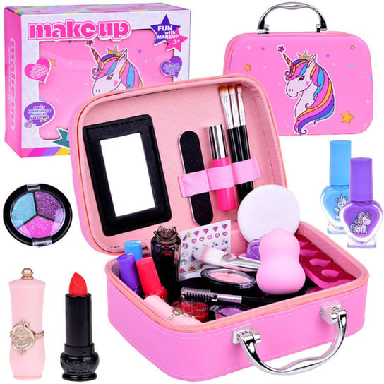 Kuferek z kosmetykami dla dziewczynki, różowy z nadrukiem jednorożca JOKOMISIADA