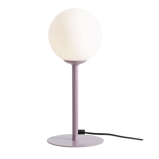Kulista lampa biurkowa Pinne szklana kula stojąca fioletowa biała Aldex