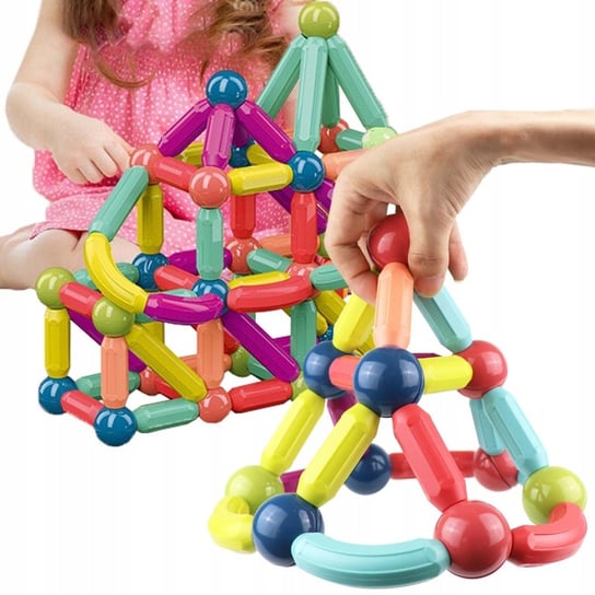 Kulki Magnetyczne Duże Klocki Dla Dzieci Kolorowe Duże Konstrukcje 128 El Inna marka