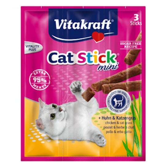 Kurczak z trawą dla kota VITAKRAFT Cat Stick Mini, 3 szt. Vitakraft