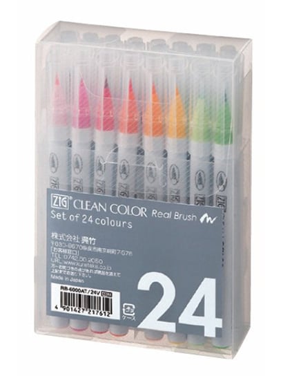 Kuretake Clean Color Real Brush, artystyczne pisaki pędzelkowe -24 sztuki KURETAKE
