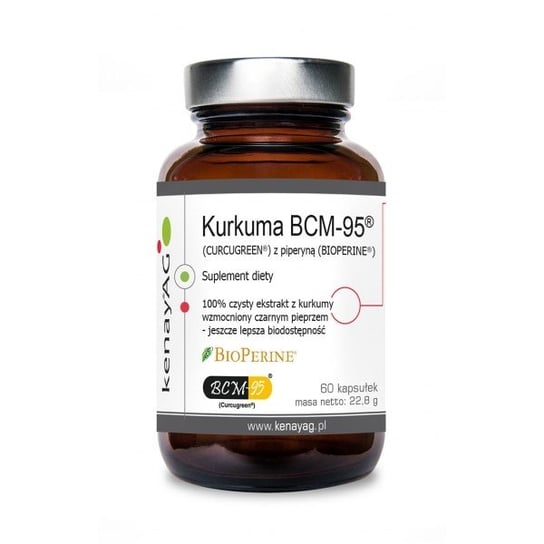 Kurkuma BCM-95® (CURCUGREEN®) z piperyną (BIOPERINE®) (60 kapsułek) - suplement diety Kenay KenayAg