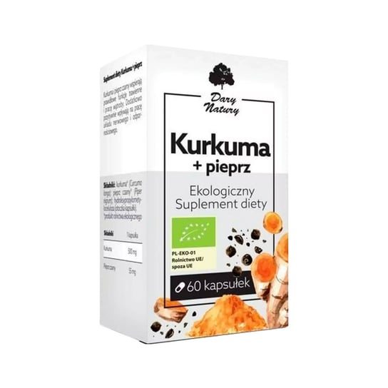 Kurkuma + pieprz 60kaps. Ekologiczny Suplement diety DARY NATURY Dary Natury