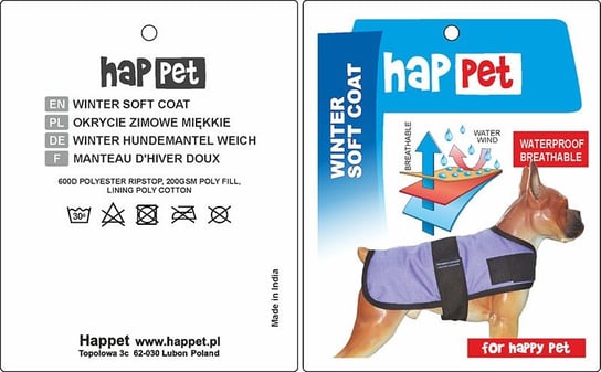 Kurtka dla psa Happet 316B fiolet XL-70cm Happet