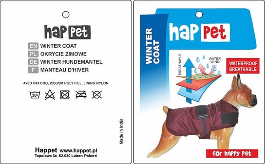 Kurtka dla psa Happet 324B burgund M-50cm Happet
