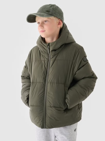 Kurtka zimowa puchowa chłopięca oversize  4F 4FJWAW24TDJAM463-43S Zielony 4F