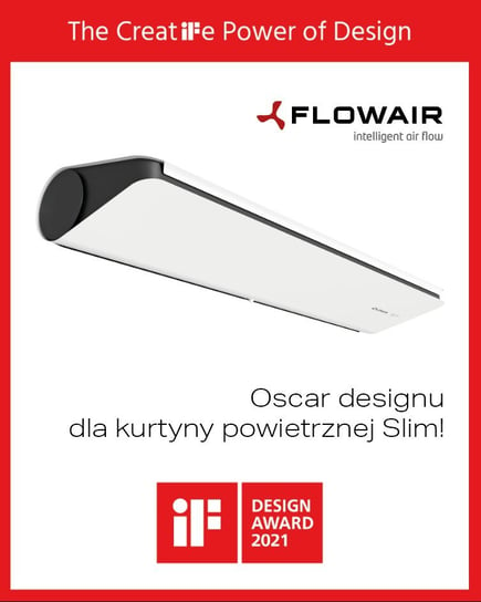 Kurtyna drzwiowa wodna SLIM W-100 biała (RAL9003) 1,0 m 1,2-12,1kW Flowair