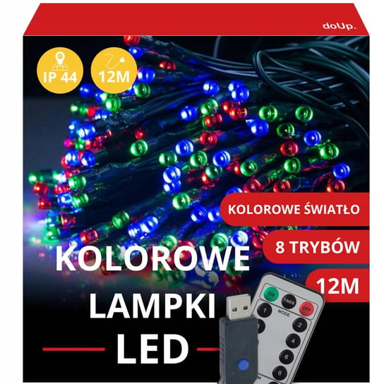 KURTYNA SWIETLNA LED LAMPKI CHOINKOWE SWIATECZNE 10 METROW GIRLANDA KOLOR doUp.