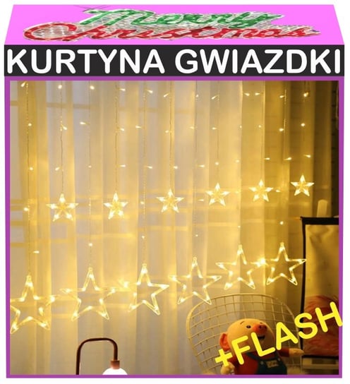 Kurtyna Świetlna z Gwiazdkami LED +Flash Lampki Świąteczne CB Inna marka