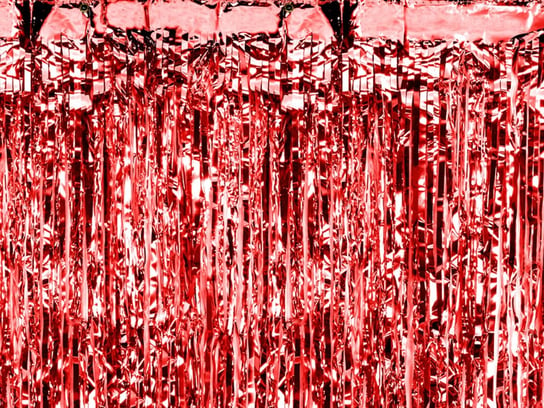 Kurtyna - zasłona na drzwi metaliczna czerwona - 2,4 m x 91 cm PartyDeco