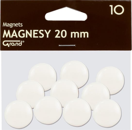 KW Trade, magnesy okrągłe, 20 mm, białe, 10 sztuk Grand