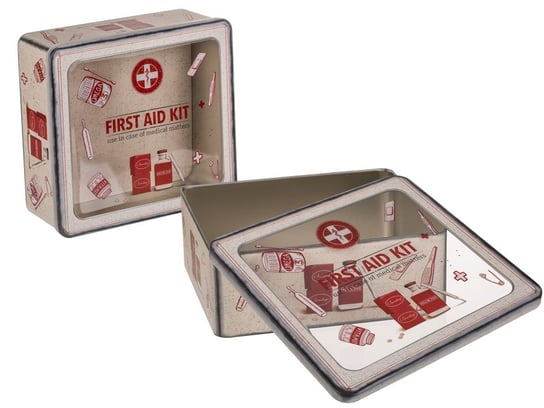 Kwadratowa metalowa puszka First Aid Kit Kemis - House of Gadgets