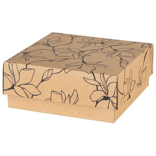 Kwadratowe pudełko fasonowe w kwiaty, pudełko prezentowe 20x20x8,5 cm x1 sarcia.eu