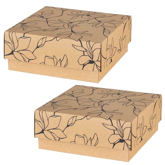 Kwadratowe pudełko fasonowe w kwiaty, pudełko prezentowe 20x20x8,5 cm x2 sarcia.eu