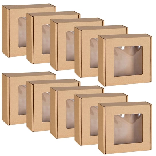 Kwadratowe pudełko fasonowe z okienkiem, pudełko prezentowe 13x13x4 cm x10 sarcia.eu