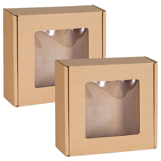 Kwadratowe pudełko fasonowe z okienkiem, pudełko prezentowe 13x13x4 cm x2 sarcia.eu