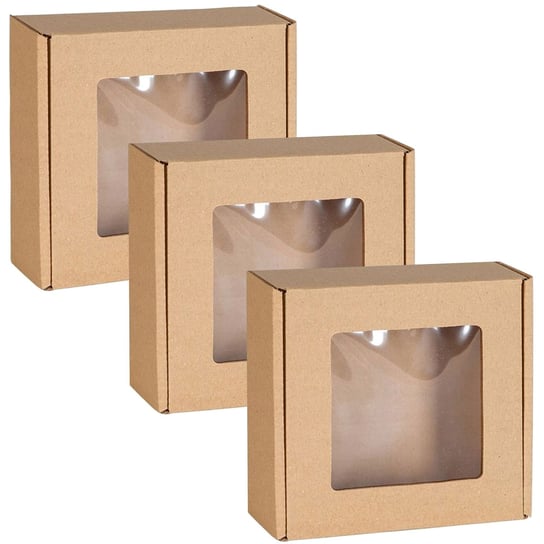 Kwadratowe pudełko fasonowe z okienkiem, pudełko prezentowe 13x13x4 cm x3 sarcia.eu